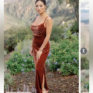 Revelry Skye Velvet Maxi Dress in rust .